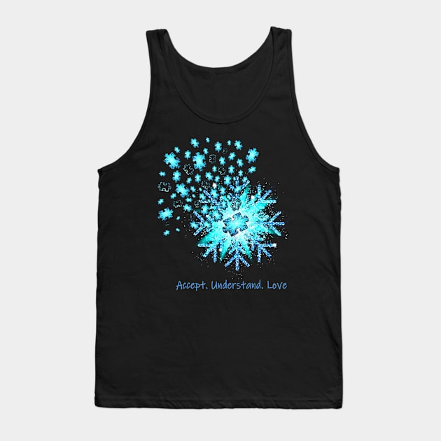 Snowflake Accept Understand Love Autism Awareness Tank Top by Ripke Jesus